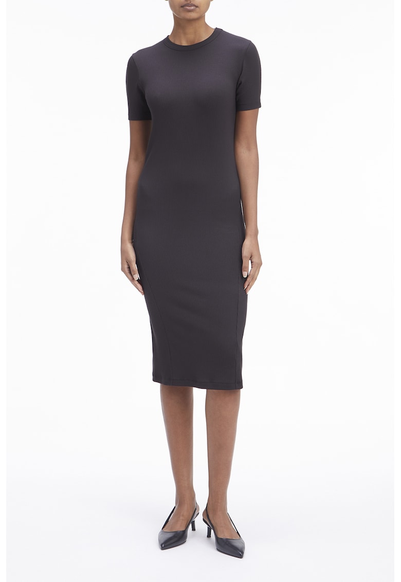 Вталена миди рокля с модал - Черен CALVIN KLEIN