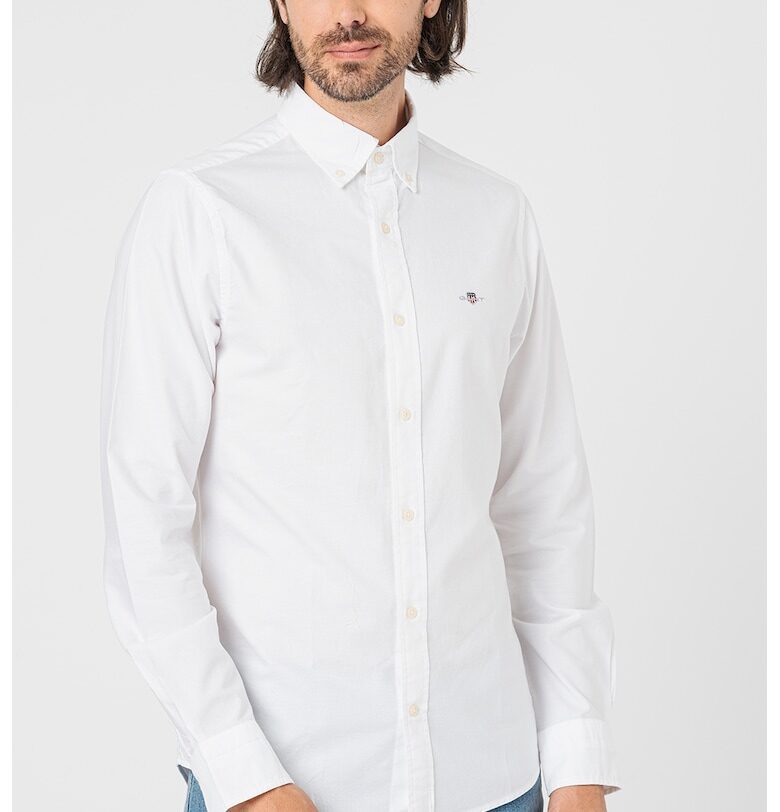 Вталена памучна риза - Бял Gant