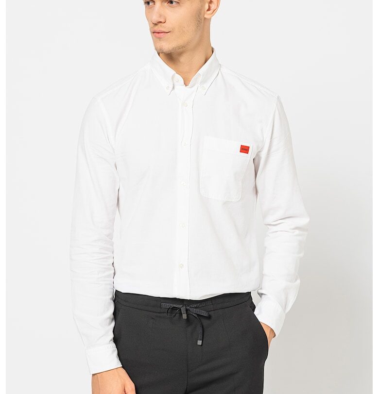 Вталена риза Evito с джоб на гърдите - Бял HUGO