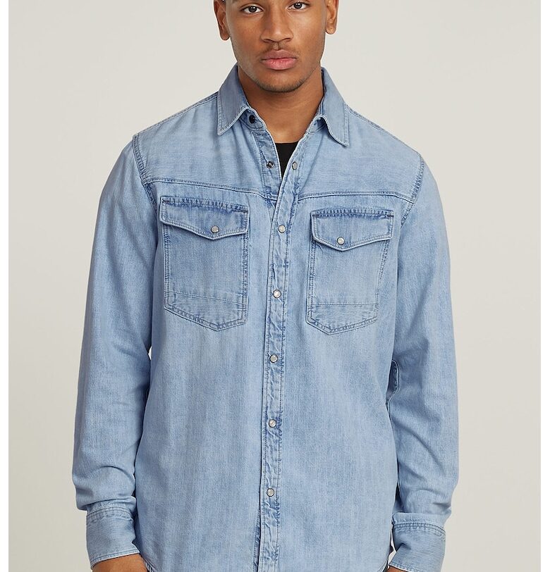 Вталена риза от деним - Пастелносин G-STAR