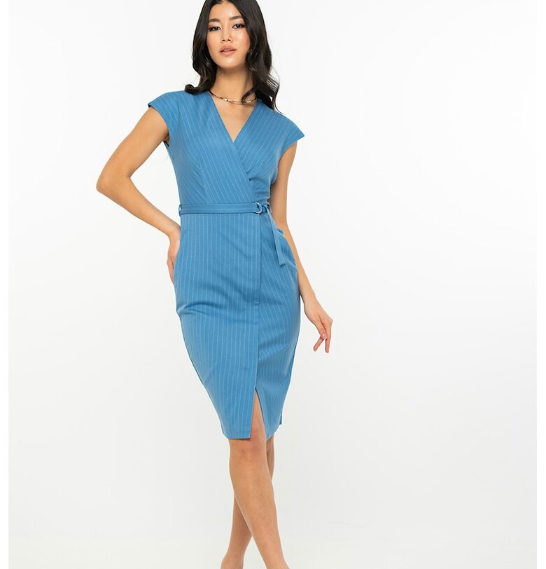 Вталена рокля Amina с шпиц - Пастелносин Hermosa