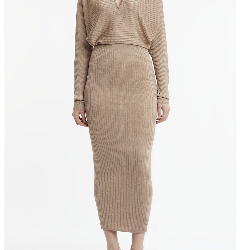 Вталена рокля - Светлокафяв CALVIN KLEIN