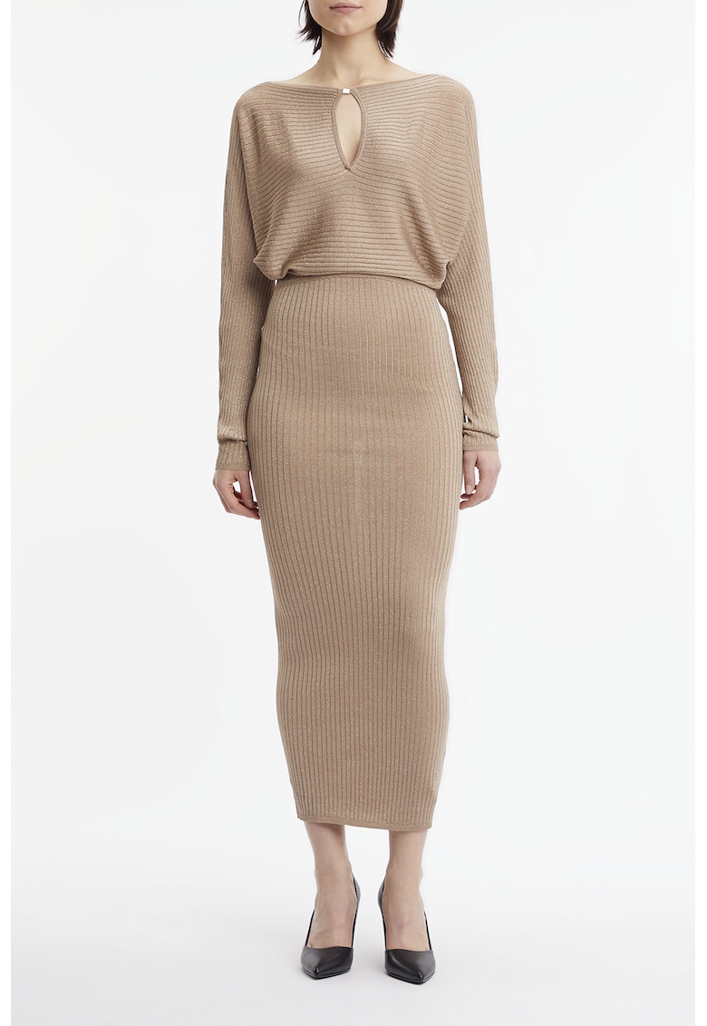 Вталена рокля - Светлокафяв CALVIN KLEIN