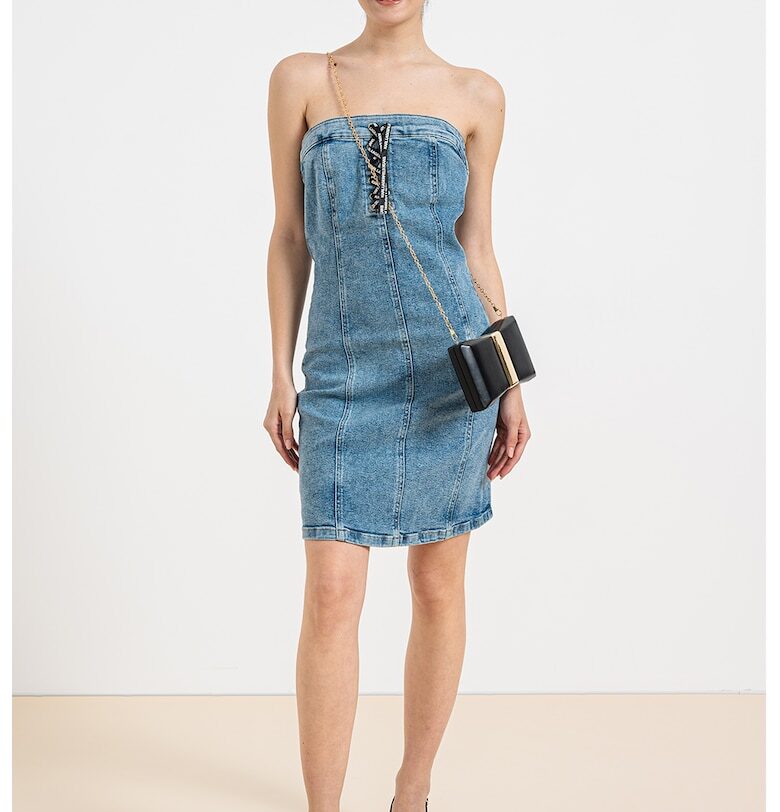 Вталена рокля от деним - Пастелносин KARL LAGERFELD JEANS