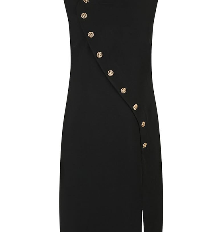 Вталена рокля с декоративни копчета DiKa