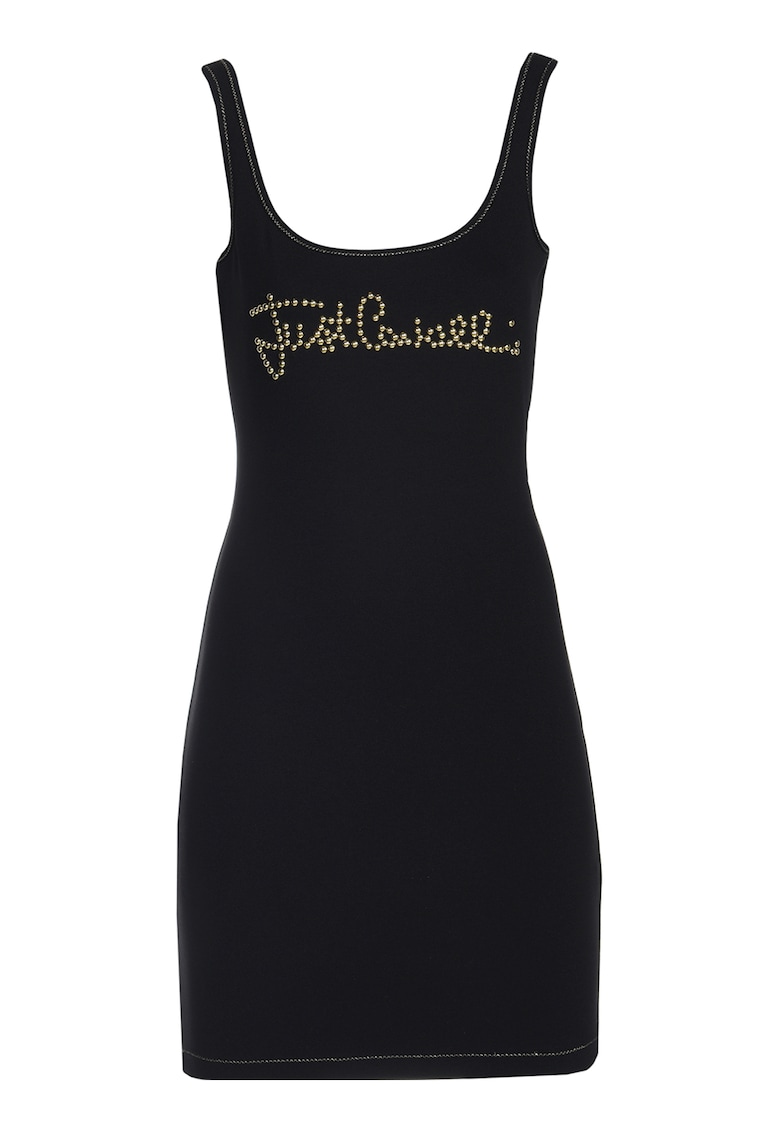 Вталена рокля с лого с капси - Черен JUST CAVALLI