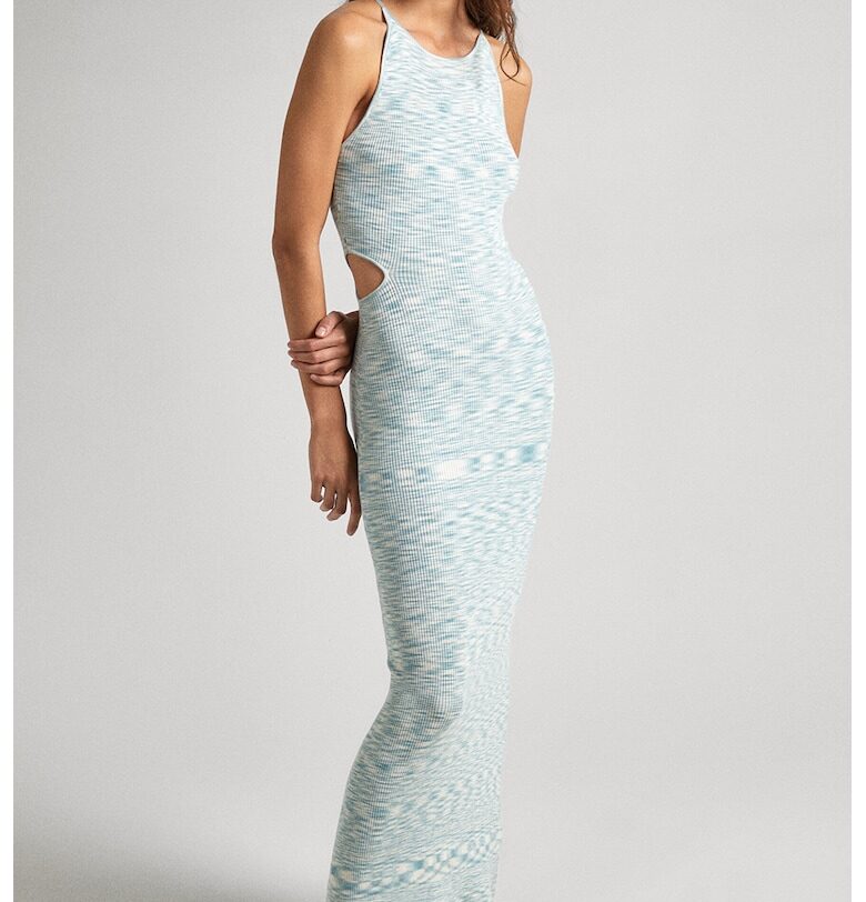 Вталена рокля с отвори - Бял/Светлосин Pepe Jeans London