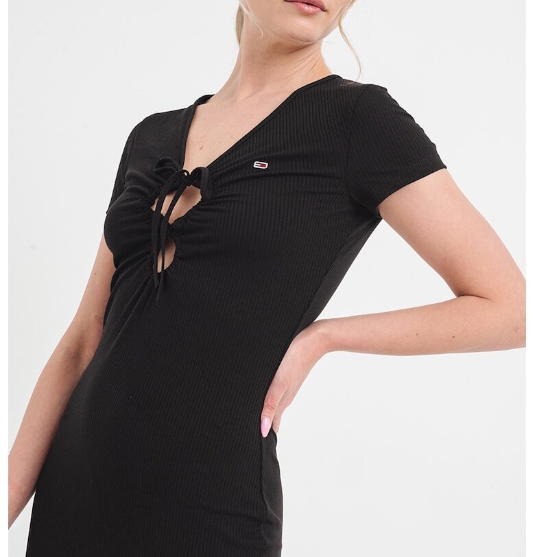 Вталена рокля с отвори - Черен Tommy Jeans