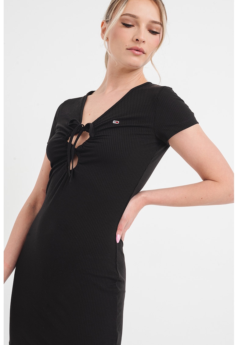 Вталена рокля с отвори - Черен Tommy Jeans