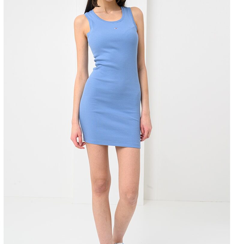 Вталена рокля с рипс и лого Tommy Jeans