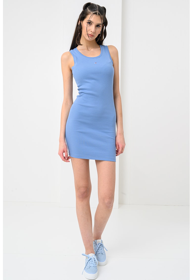 Вталена рокля с рипс и лого Tommy Jeans