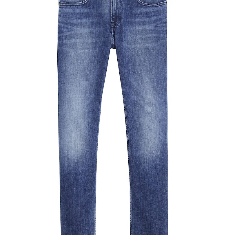 Вталени дънки със захабен ефект - Тъмносин Tommy Jeans