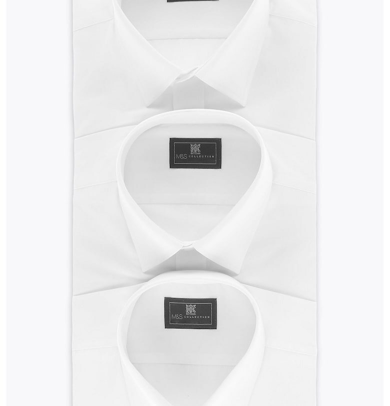 Вталени ризи - 3 броя - Бял Marks  Spencer