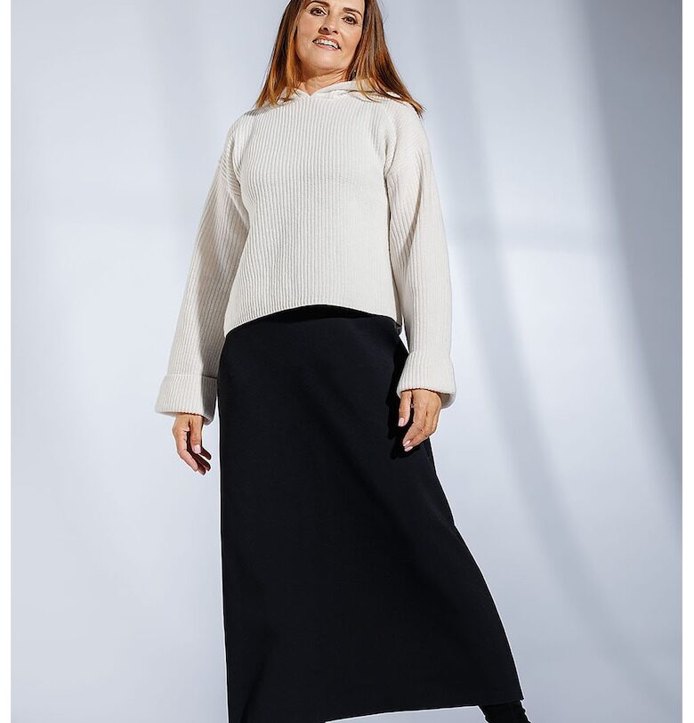 Вълнен пуловер Neve с качулка - Бял Laneria