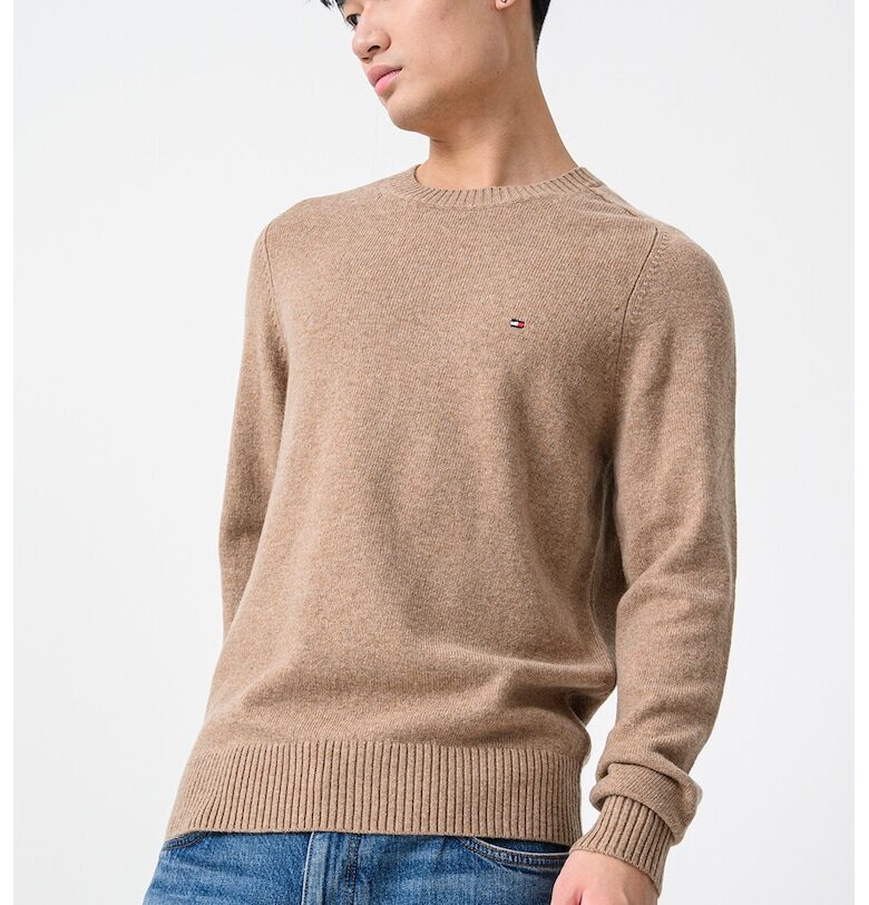 Вълнен пуловер с лого - Карамел Tommy Hilfiger