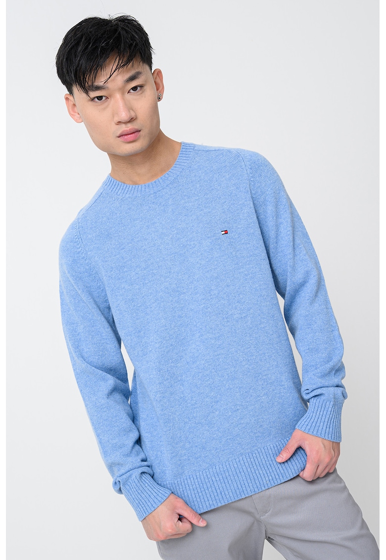 Вълнен пуловер с лого - Лавандула Tommy Hilfiger