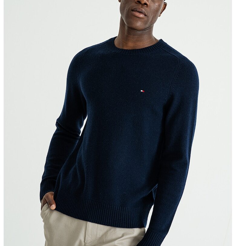 Вълнен пуловер с лого - Ултрамарин синьо Tommy Hilfiger
