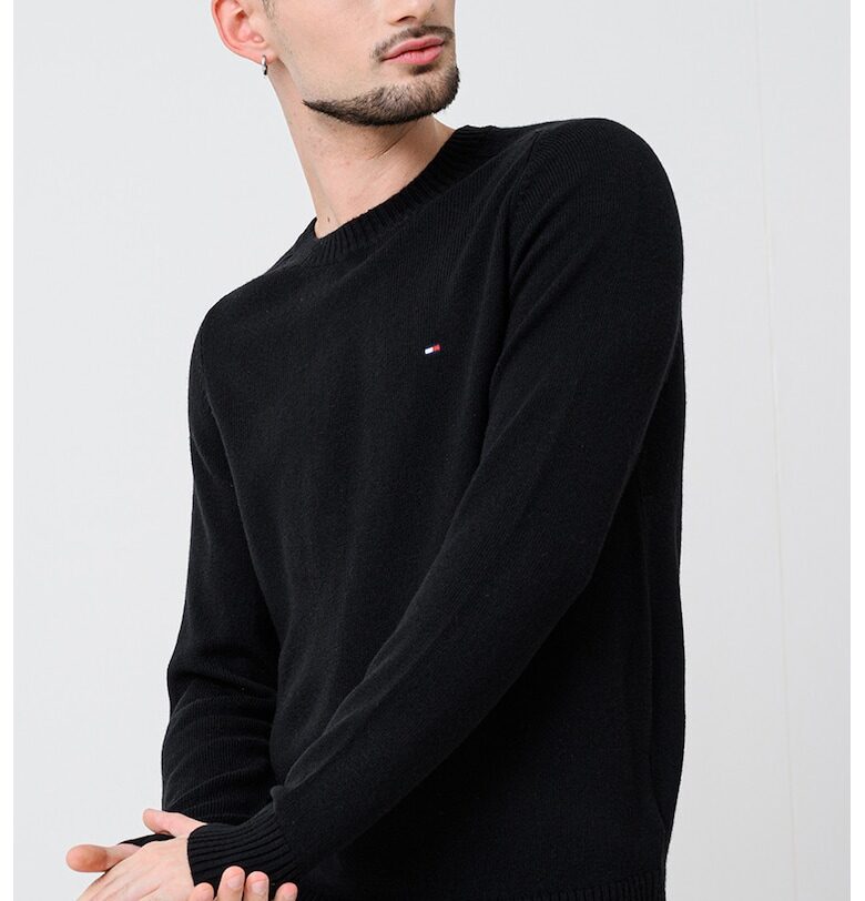 Вълнен пуловер с лого - Черен Tommy Hilfiger