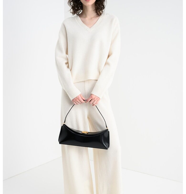 Вълнен пуловер с паднали ръкави - Слонова кост Stefanel