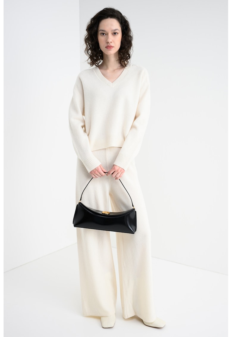 Вълнен пуловер с паднали ръкави - Слонова кост Stefanel