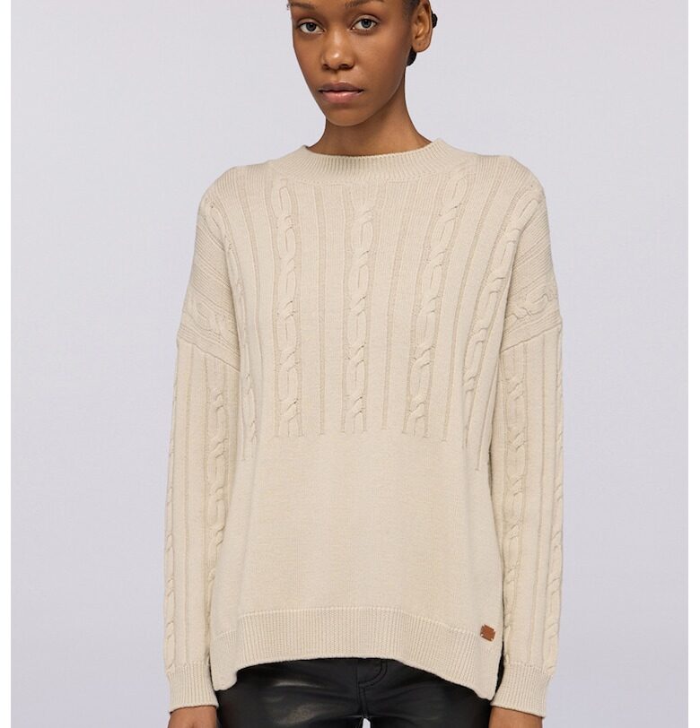 Вълнен пуловер с плетка осморка - Бежов Trussardi