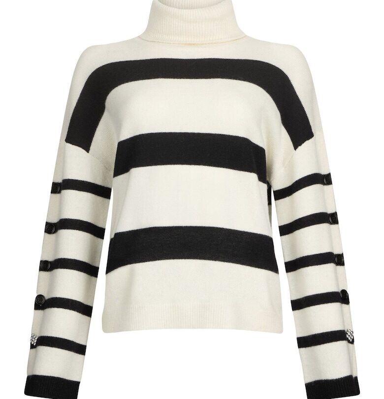 Вълнен пуловер с поло - Бял/Черен Liu Jo