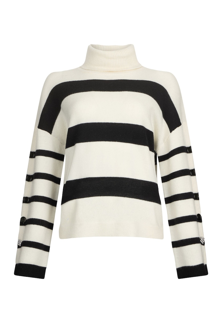 Вълнен пуловер с поло - Бял/Черен Liu Jo