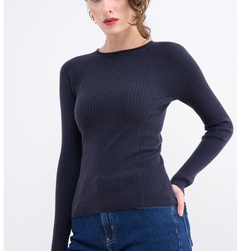 Вълнен слим пуловер Osanna - Тъмносин MaxCo