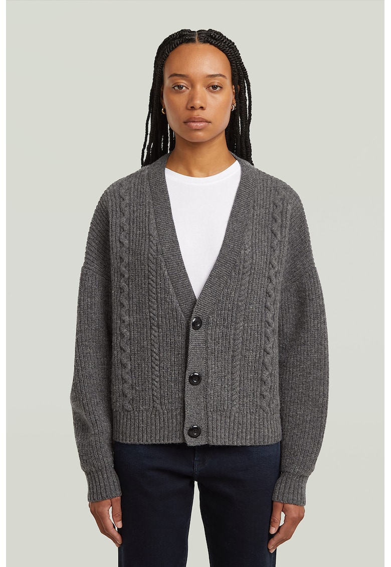 Вълнена жилетка с плетка осморка - Tъмносив G-STAR