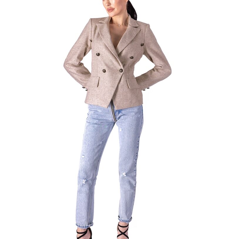 Вълнено сако с двуредно закопчаване - Прашно розово Acob a porter