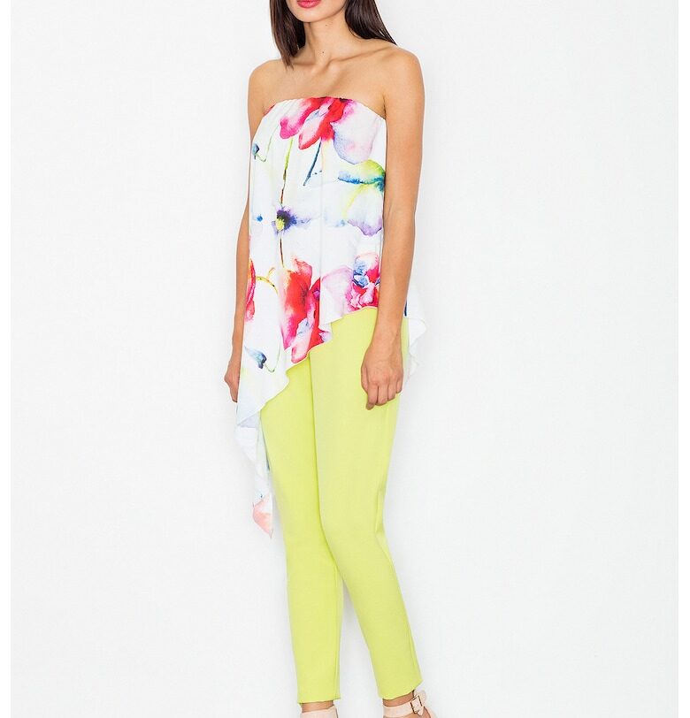 Гащеризон -  асиметричен - флорален - лимонов - полиестер Figl