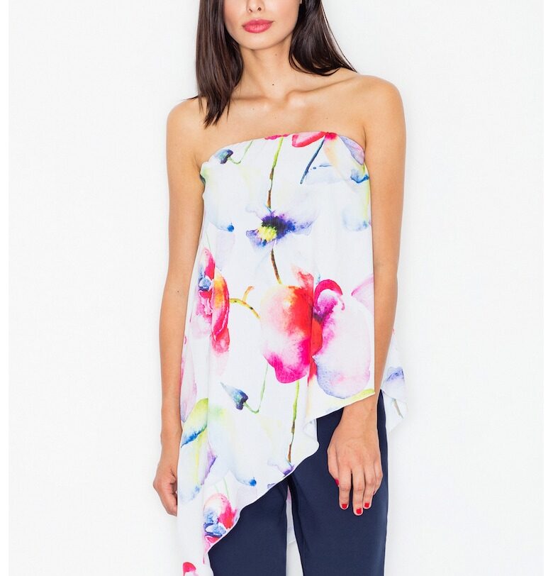 Гащеризон -  асиметричен - флорален - тъмносин - полиестер Figl