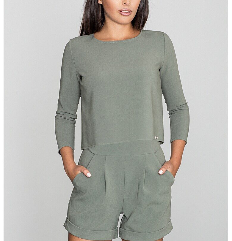 Гащеризон -  елегантен - къси панталони - цвят маслинено зелено - полиестер - Figl