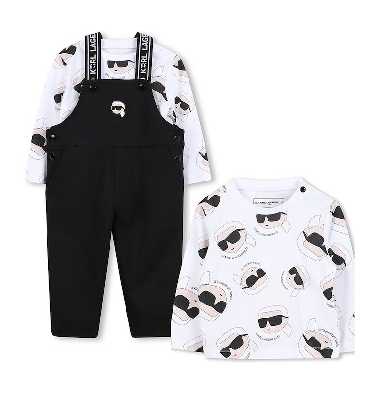 Гащеризон и блуза с лого - Бял/Черен KARL LAGERFELD KIDS