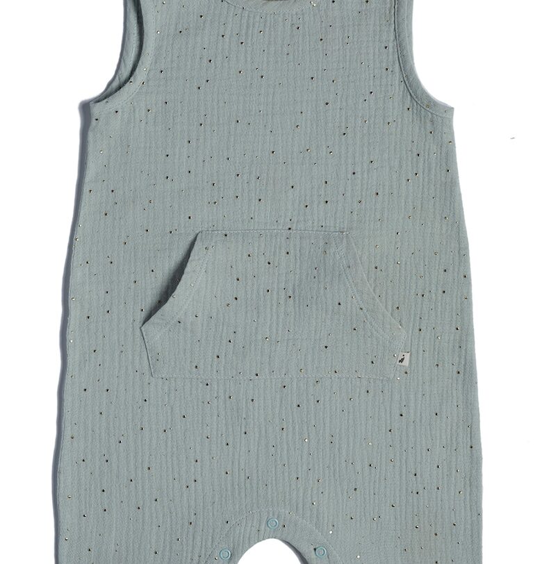 Гащеризон от органичен памук с джоб кенгуру - Ментово зелено Naeve