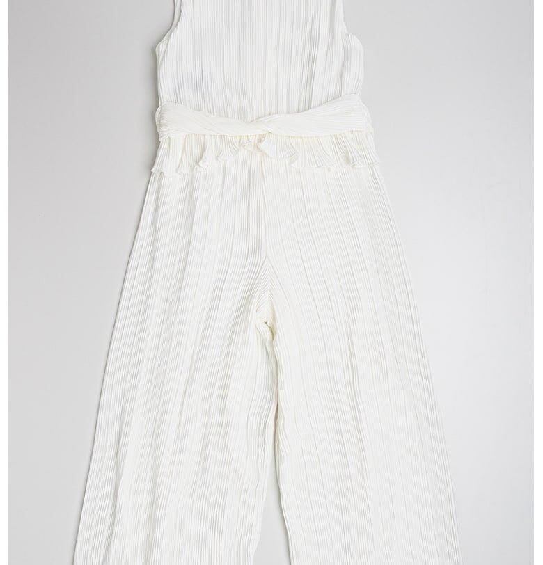 Гащеризон с широк крачол и колан - Бял Abel  Lula