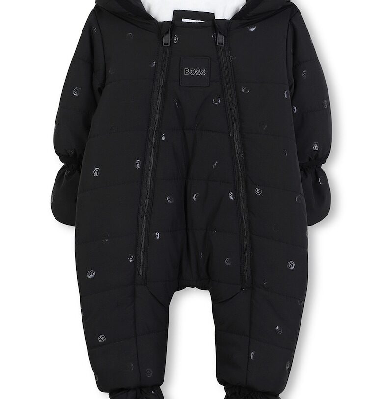 Гащеризон тип ританки с ръкавички - Черен BOSS Kidswear