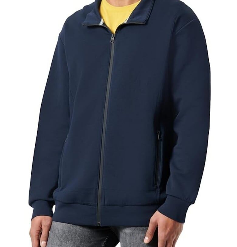 Големи размери мъжка блуза с цип - Regular fit кройка -  Big Sizes - Тъмносин sOliver