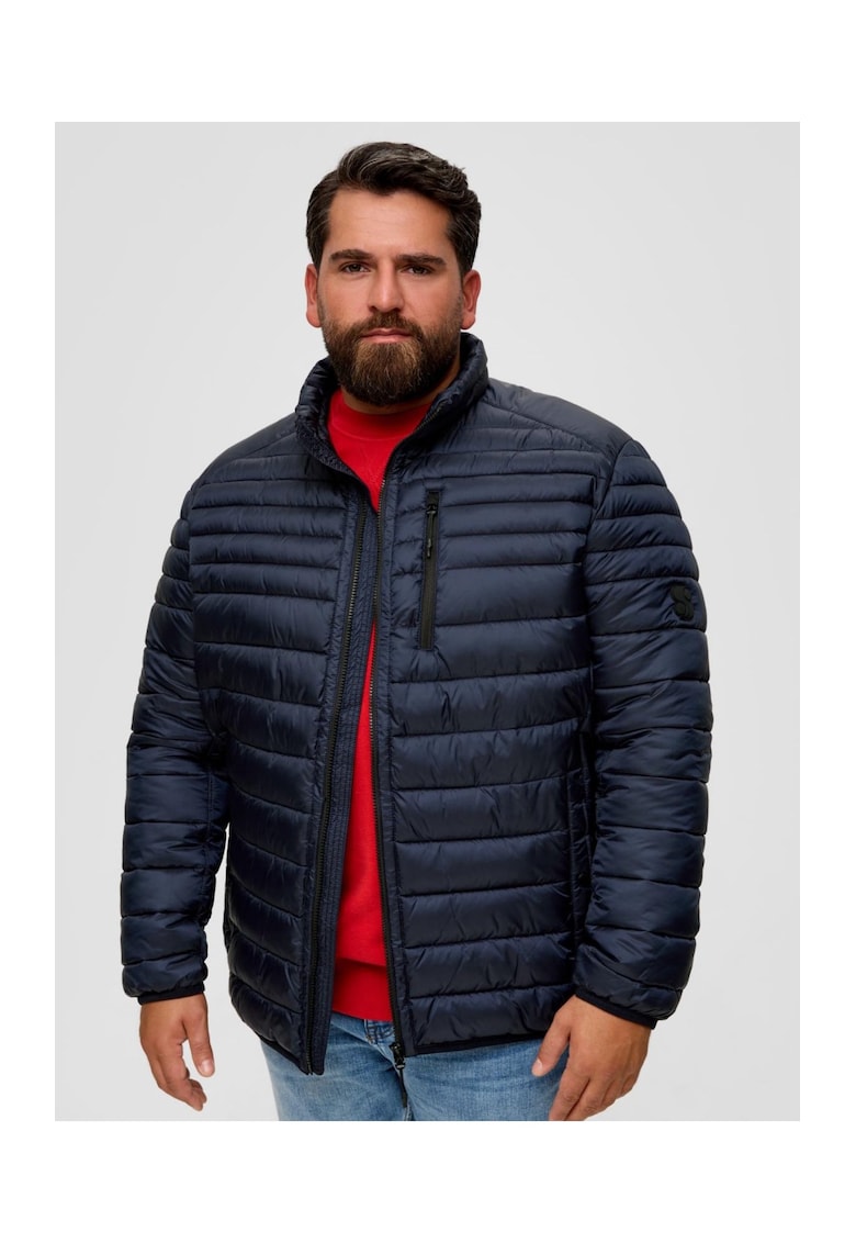 Голям размер мъжко ватирано яке без качулка - стандартна кройка - тъмносиньо - Тъмносин sOliver