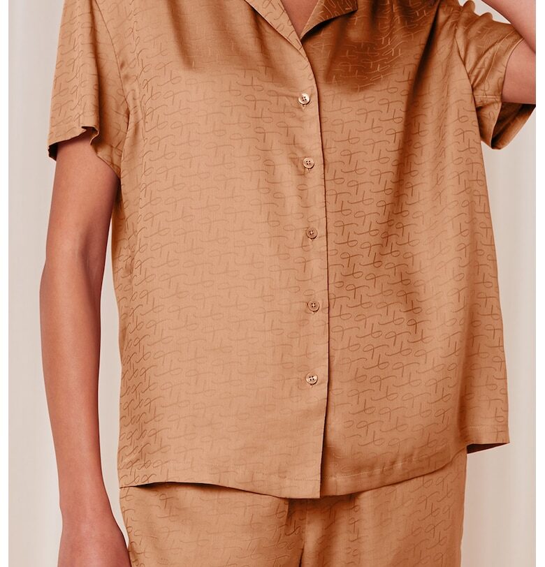 Горнище на пижама с лиосел и раздвоен ревер - Бежов Triumph