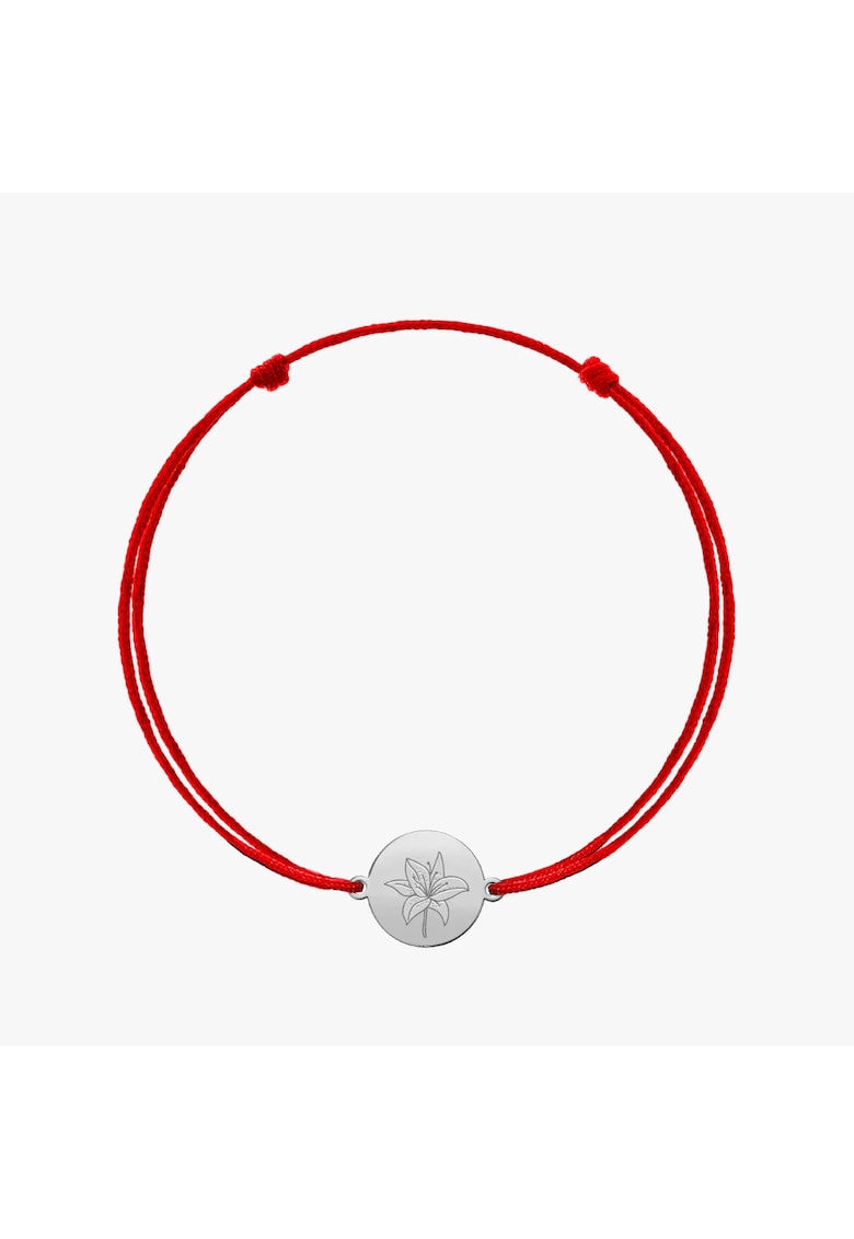 Гривна от бяло злато с шнур Рождено цвете - Майска лилия INDIRA