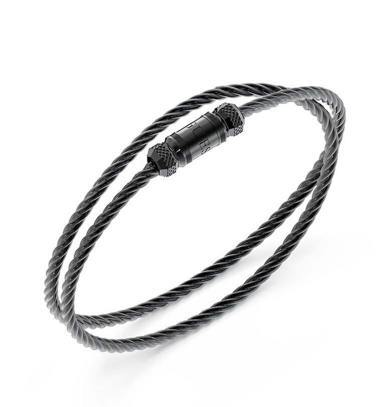 Гривна от неръждаема стомана с усукан дизайн - Черен GUESS