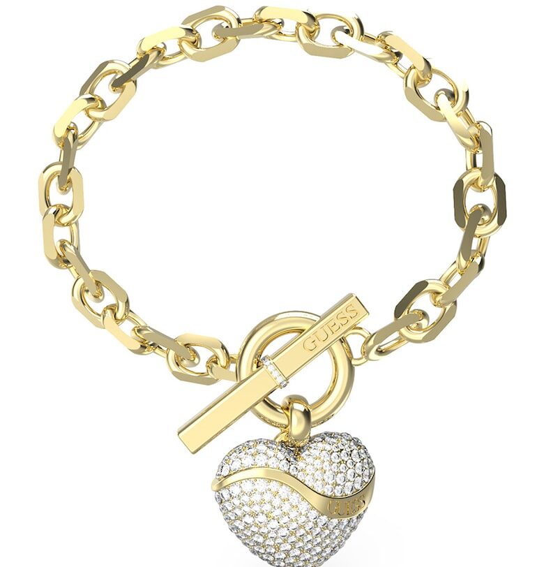 Гривна от неръждаема стомана със сърцевидна висулка GUESS