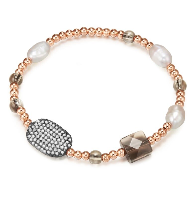 Гривна с 14К златно покритие с перли и циркони Lulu  Jane