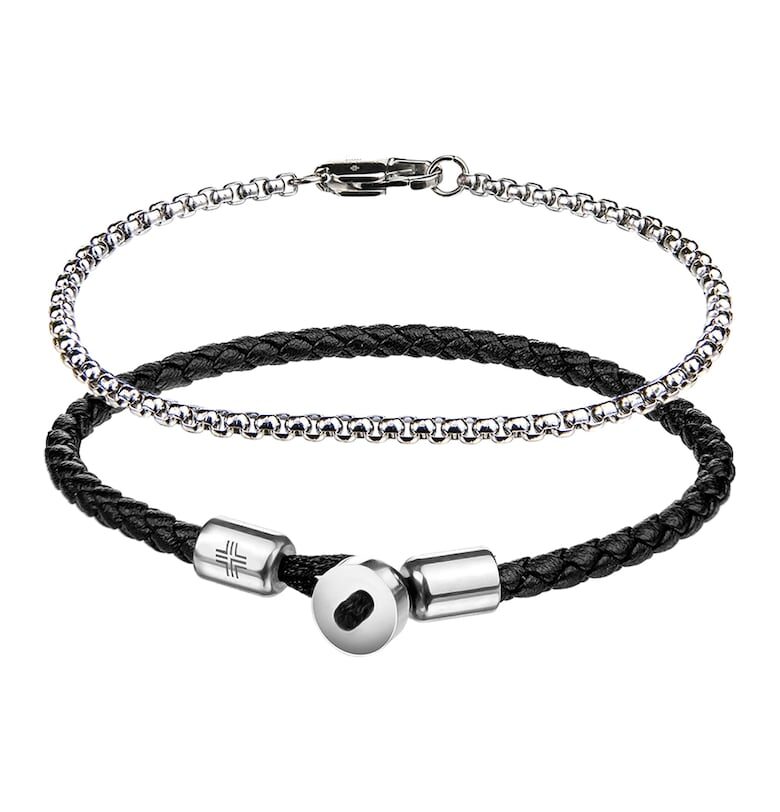 Гривни от кожа и неръждаема стомана - 2 части Philipp Blanc