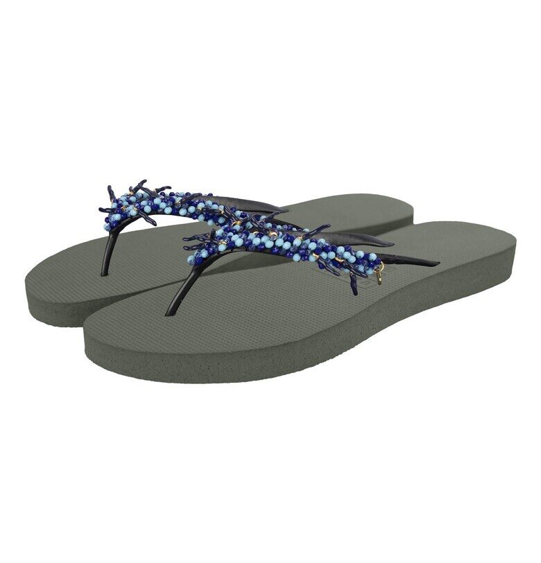 Гумени чехли Peppi с мъниста - Зелен UZURII