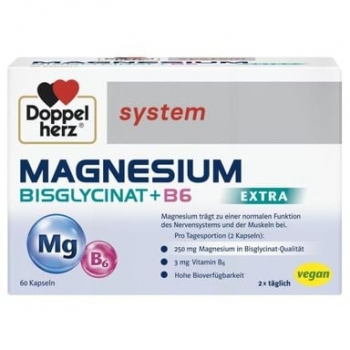 ДОПЕЛХЕРЦ СИСТЕМ МАГНЕЗИЙ Бисглицинат + ВИТАМИН В6 капсули х 60 цена