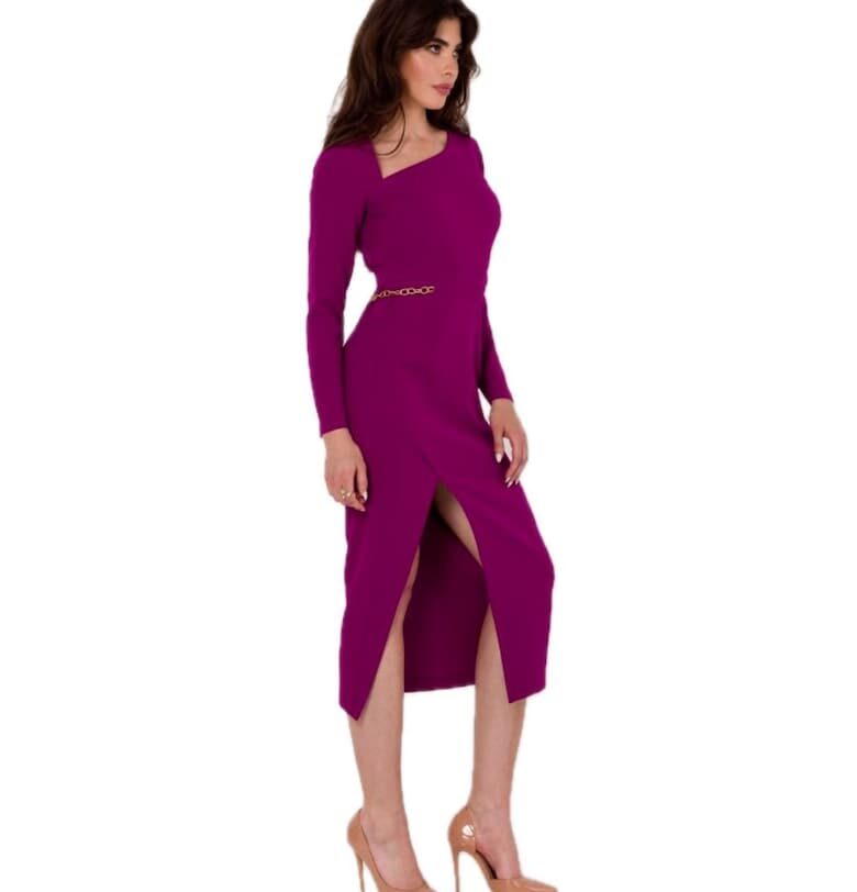 Дамска асиметрична рокля -  Carr - Бордо Makover