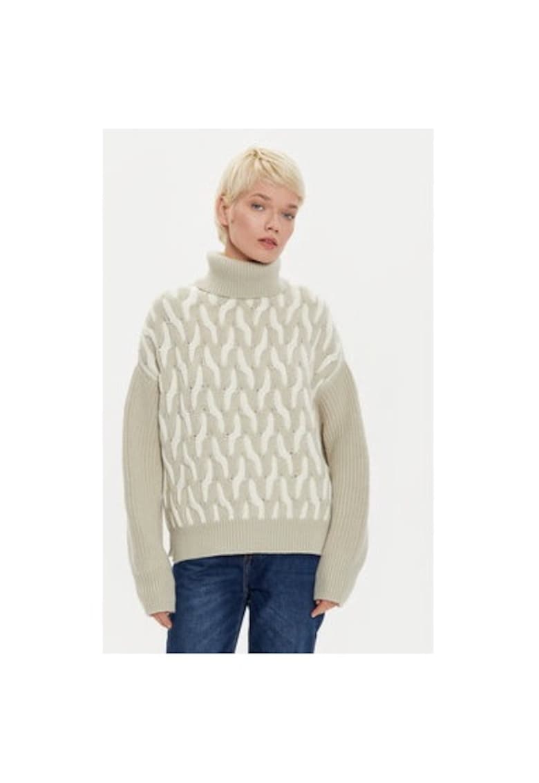 Дамска блуза - 304333927 - Вълна - Бежов - Бежов BOSS