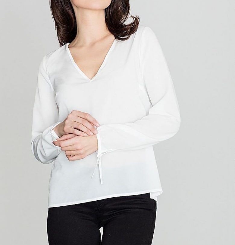 Дамска блуза - Ленитиф - дълъг ръкав - ниско деколте - бежово - полиестер Lenitif